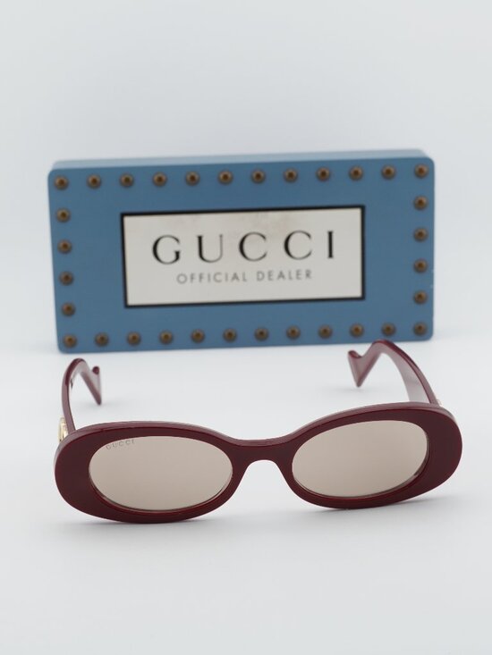 Gucci GG0517S 009 Women Oval Sunglasses - Burgundy / Brown with Mirror